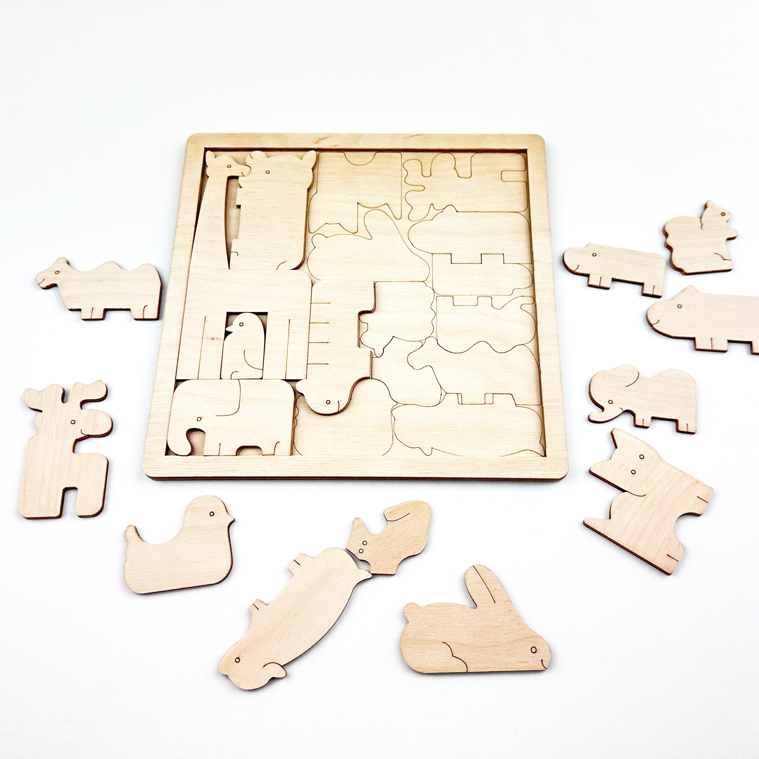 Wooden Animal Jigsaw Puzzle, Preschool Educational Activity for Kids ...