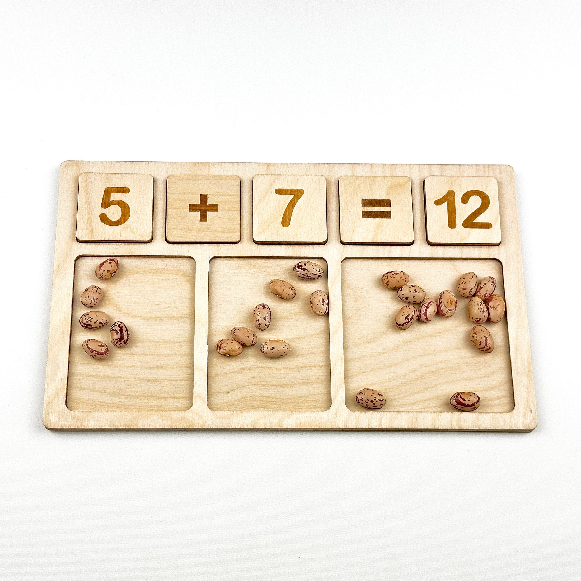 Wooden Maths Board With Numbers and Symbols, Addition and Subtraction ...