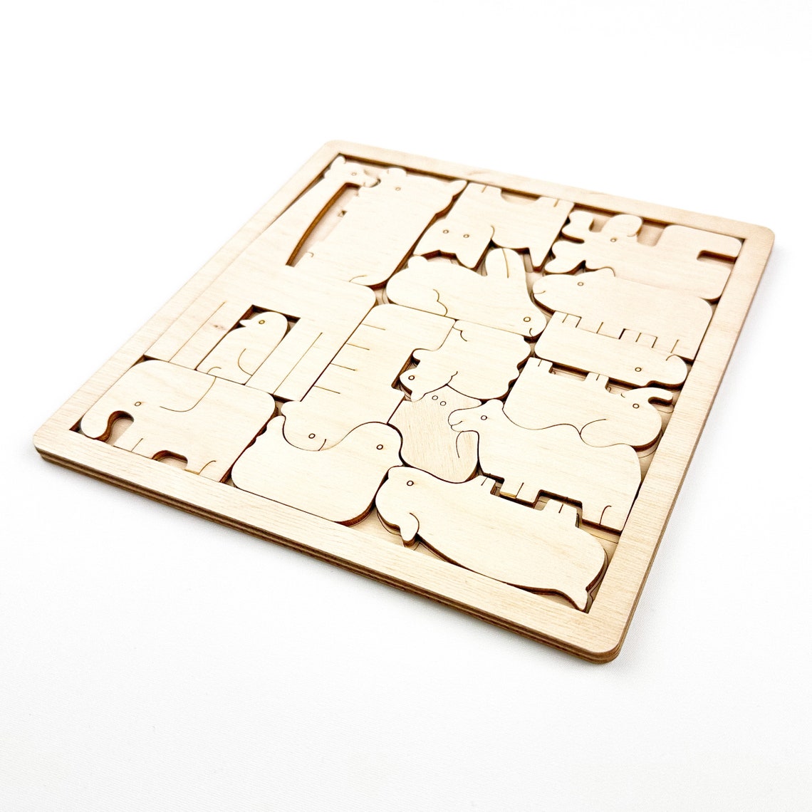 Wooden Animal Jigsaw Puzzle, Preschool Educational Activity for Kids ...