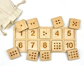 Numbers Learning Board, Montessori Toddler Learning Activity Toy, Homeschool resources, Natural Educational Toy ,Numbers Montessori