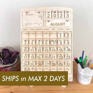 Wooden Perpetual Calendar, Natural Home Calendar, Classroom Calendar, Wooden Montessori Calendar, Montessori Toys for Kids Learning Seasons