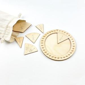 Wooden Fraction Learning Circle Kit, Math Education Toolset, Math ...