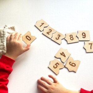 Montessori Wooden Number Puzzle, Handmade Wood Matching and Counting Puzzle, Educational and Homeschool Preschool Toys for Kids Number 0-9