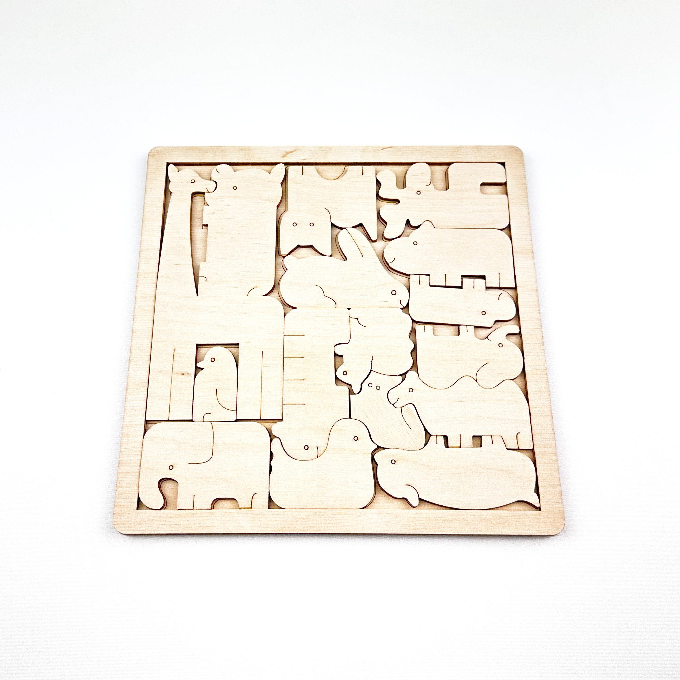 Wooden Animal Jigsaw Puzzle, Preschool Educational Activity for Kids ...