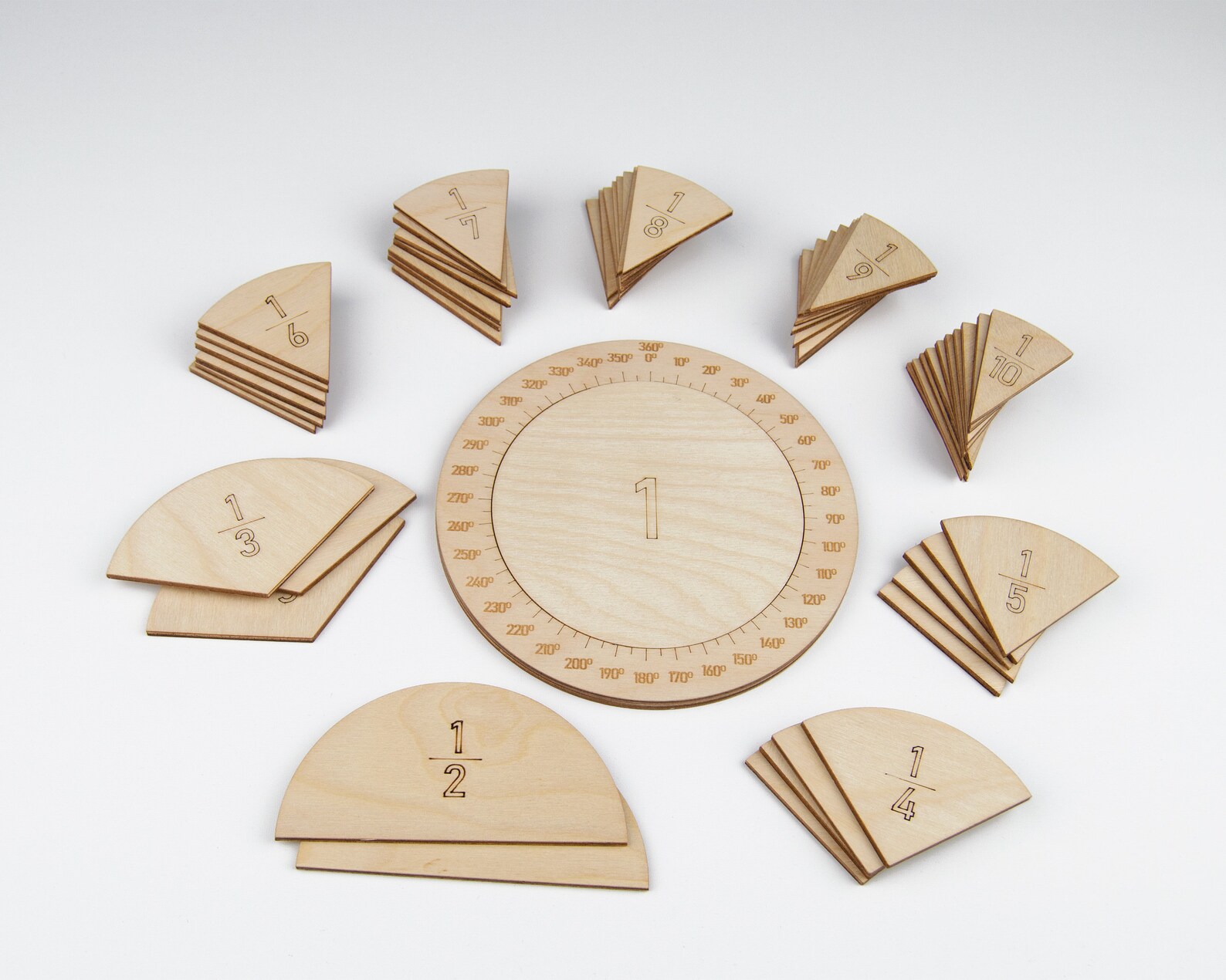 Wooden Fraction Learning Circle Kit Math Education Toolset - Etsy
