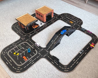 Personalizable Wooden Car Track: Montessori Road Track Puzzle for Kids, Race Car Track, Personalised Baby Gift - Perfect for Hot Wheels Play