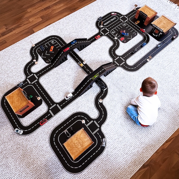 Personalizable Wooden Car Track: Road Track for HotWheels, Toddler Gift, Grandson Present, Car Track Playset, Hot Wheels- Race Track