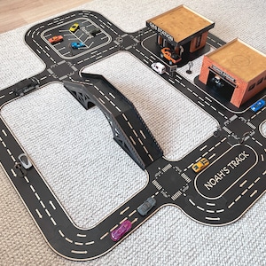 Personalizable Wooden Car Track: Montessori Road Track Puzzle for Kids, Race Car Track, Personalised Baby Gift - Perfect for Hot Wheels Play