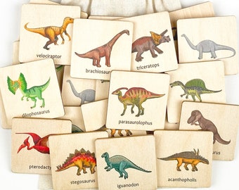 Wooden Dinosaurs Matching Cards | 1 2 3 4 Year Old Montessori Materials for Toddler | Toddler Gift | Gift for Kids | First Birthday Gift