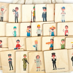 Carte Flash en bois Montessori Job Occupation, activité préscolaire à la maison pour enfant, jouets éducatifs pour les tout-petits, jouets d'apprentissage pour enfants