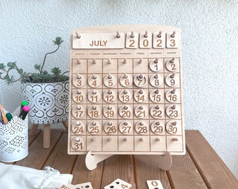 Wooden Toddler Calendar, Montessori Learning Toy, Homeschool Calendar, Days and Months Chart, Educational Gift for Kids, Back to School