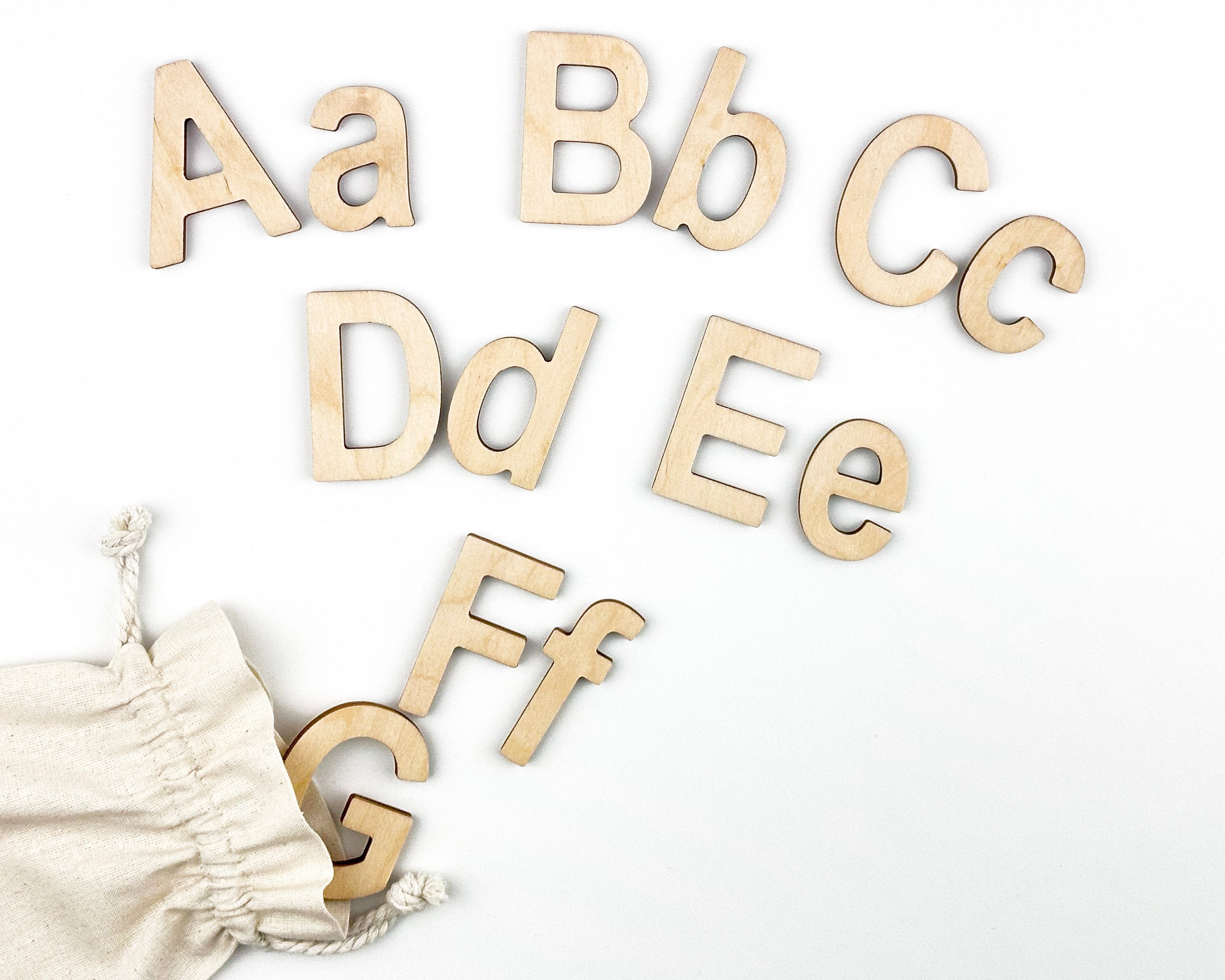 Wooden Upper and Lower Letters, English Alphabet, Set of Double ABC ...