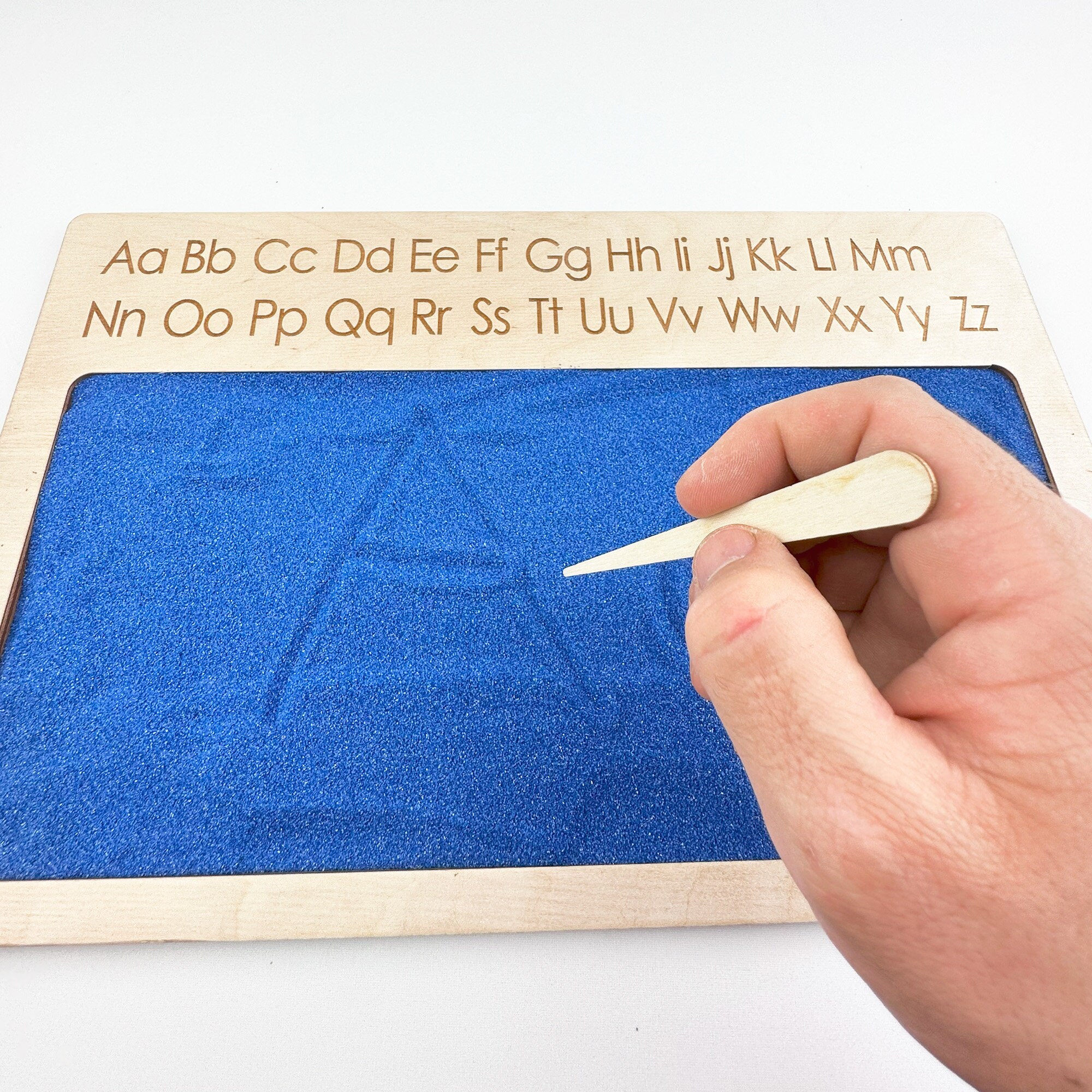 Tracing Letters In Sand Wooden Letter Learning Sand Tray, Homeschool and Preschool Materials ...
