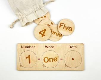 Montessori Wooden Story Stones, Number Recognition, Counting Skill, Wooden Memory Game, Homeschool & Classroom Learning, Back to School