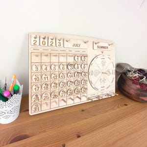 Montessori Calendar for Kids, Toddler Learning Calendar, Wooden Perpetual Calendar, Wooden Chore Chart, Educational Gift, Back to School image 9