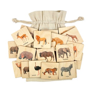 Wooden African Animals Memory Game | Safari Animals Montessori Toys | Homeschool Activity | Toddler Gift | Nephew Gift | Birthday Boy Gift