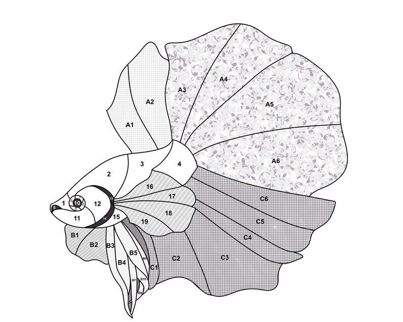 Betta Fish Stained Glass Pattern Printable Download Etsy