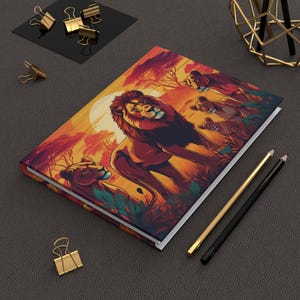 Lions Hardcover Journal, African Inspired Notebook, Unique Gift, Matte Finish, Animal Lover Diary