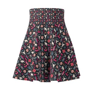 Cow Skull Floral Skater Skirt: Chic Country Western Style