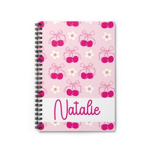 Personalized Cherry Blossom Spiral Notebook, Cute Stationery, Gift for Students, Journaling, Back to School, Birthday Present