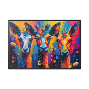 Colorful Animal Canvas Art, Framed Colorful Wall Decor, Animal Lover Gift, Vibrant Home Decor, Modern Art Print, Statement Piece, Wall Art
