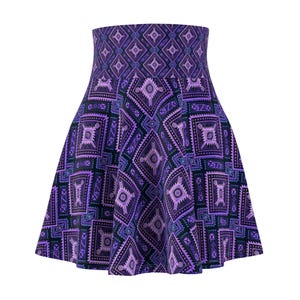 Geometric Purple Skater Skirt: Women&#39;s Casual Party Skirt
