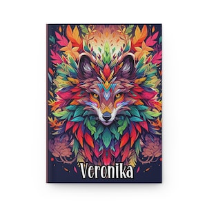 Hardcover Journal, Cute Fox Notebook, Personalized Custom Gift, Fox Lover Journaling Book, Woodland Animal Diary, Fox Theme