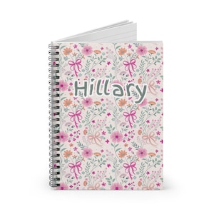 Floral Personalized Notebook, Spiral Notebook for Journaling, Cute Stationery Gift, Floral Journal for Students, Customizable Writing Pad