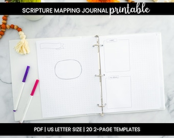 Bible Verse Mapping Journal Printable | Scripture Mapping Digital Download | Christian Journal Instant Download