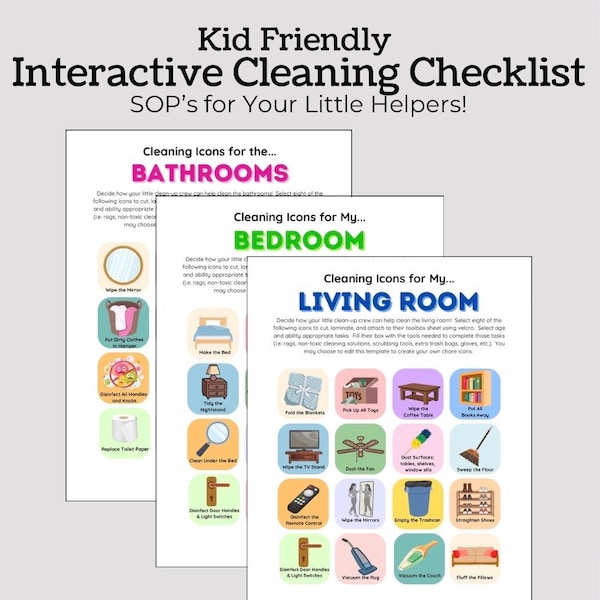 KID FRIENDLY SOP’s for Home Cleaning | Interactive Cleaning Checklists | Grow With Your Child!