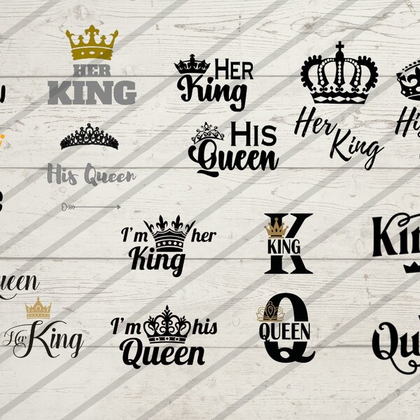 His Queen svg, Her King svg, Bundle Queen png, King and Queen, Couple design, Cricut svg