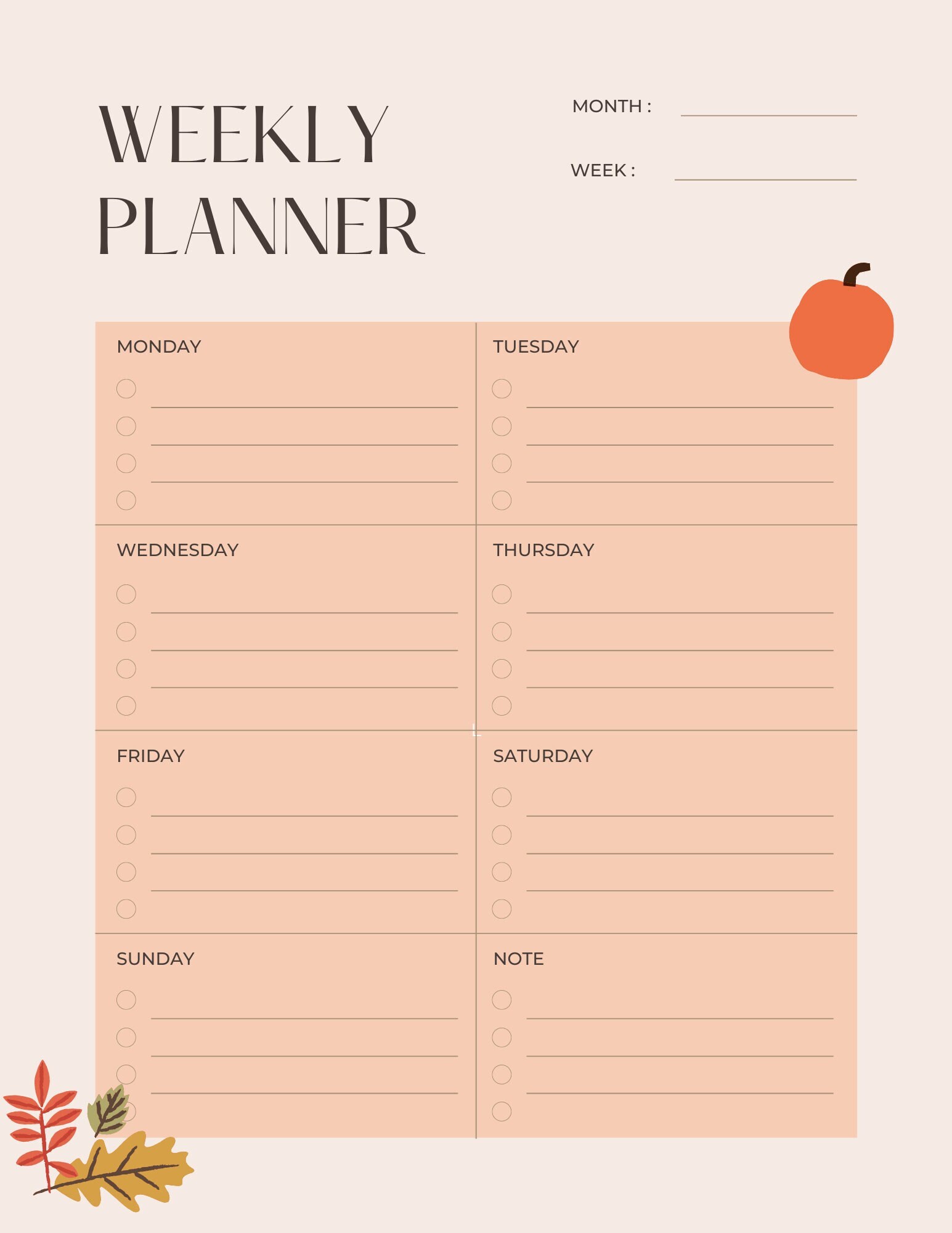 fall-planner-instant-download-weekly-to-dos-list-daily-schedule-printable-etsy