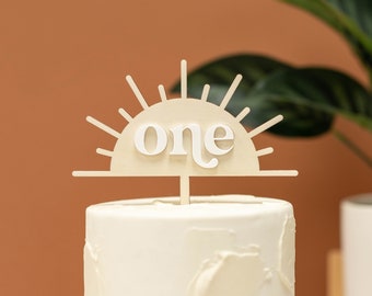 Boho Sun Cake Topper | Sunshine One Cake Smash Topper, Birthday Party Decor, Wooden Acrylic Cake Topper,1st birthday,Boho Sun first birthday