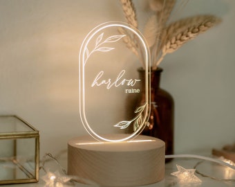 Personalized Acrylic Night Light | Boho Night Floral LED Light | Kids Bedroom Decor, Custom Name, Boho Flower Nursery Decor,Baby Shower Gift