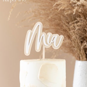 3D Layered Custom Name Cake Topper | Boho Birthday Party Decor | Personalized Name, First Birthday, 1st Birthday, Cake Decor, Acrylic, Wood