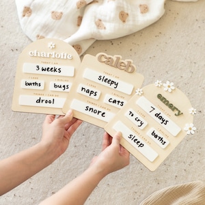 Personalized Custom Name Daisy Baby Sign | Milestone Card Marker | Baby Shower Gift, Baby Photo Prop, Boho Nursery, Birth Announcement Board
