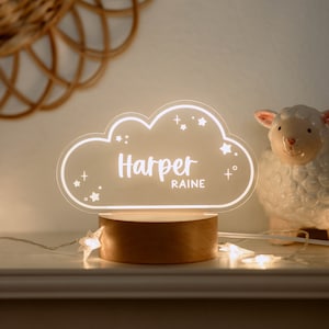 Personalized Acrylic Night Light | Starry Cloud LED Light | Kids Bedroom Decor, Boho Nursery Decor, Personalized Custom Gifts, Custom Name