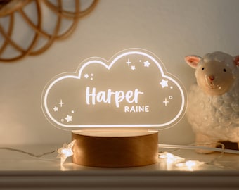 Personalized Acrylic Night Light | Starry Cloud LED Light | Kids Bedroom Decor, Boho Nursery Decor, Personalized Custom Gifts, Custom Name