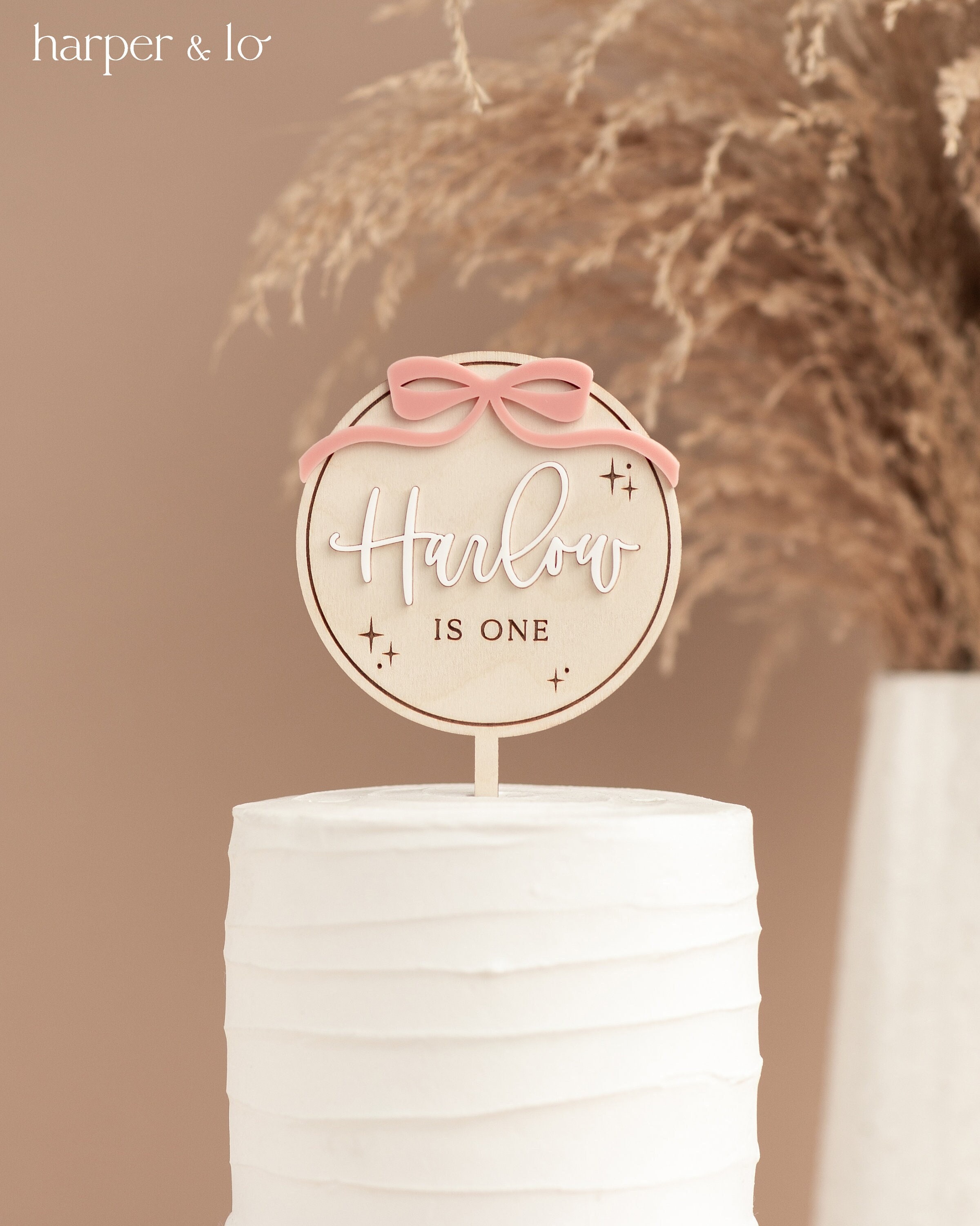 Ribbon Bow Cake Topper | Bow Birthday Party Decor | Custom Personalized Name | 1st birthday | Baby Girl First Birthday, Coquette Party Decor