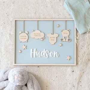 Birth Announcement Frame Sign | Personalized Baby Birth Stats | Newborn Gift | Nursery Decor | Newborn Photo Prop, Boho, Custom Wooden Sign