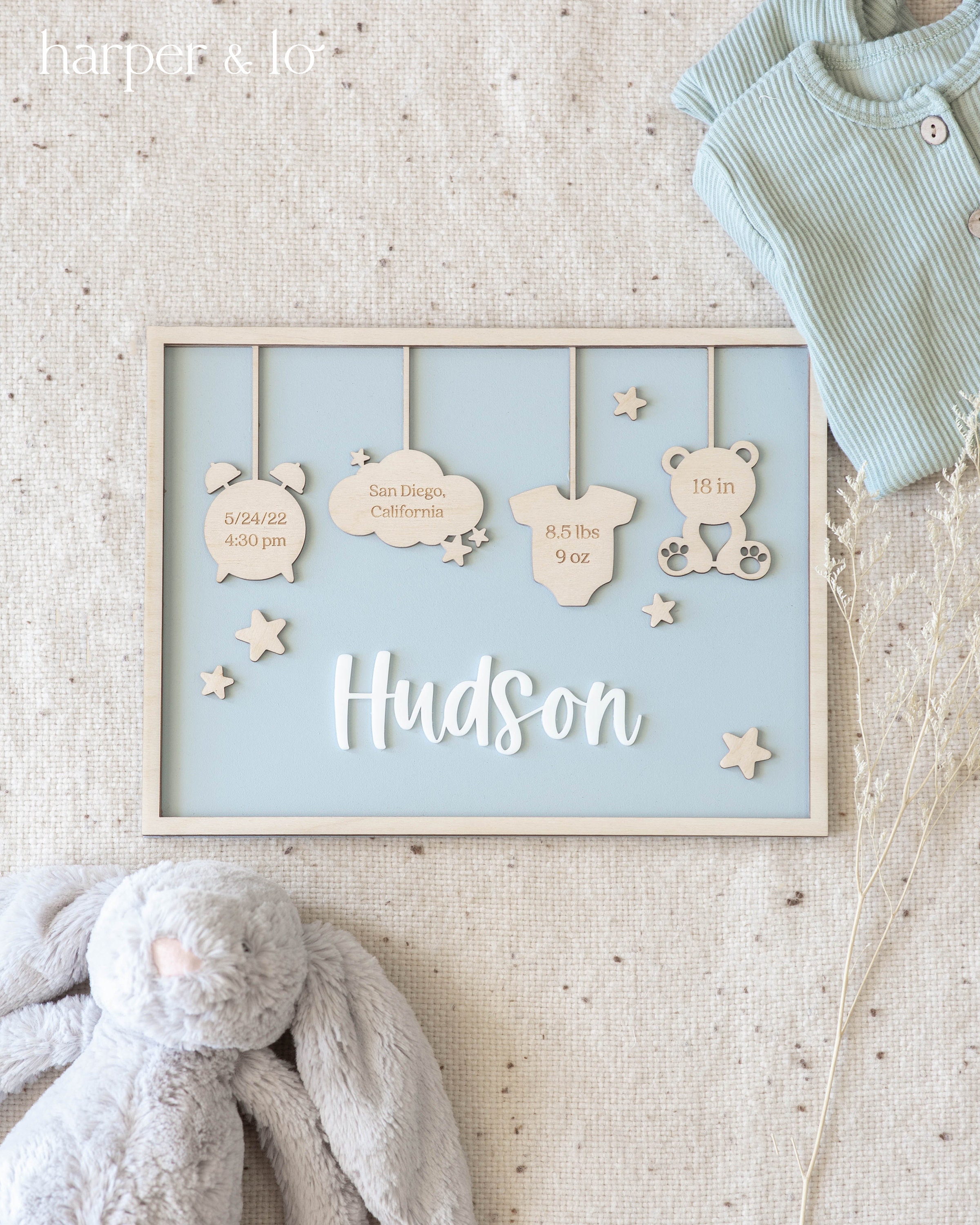 Birth Announcement Frame Sign | Personalized Baby Birth Stats | Newborn ...