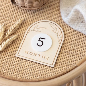 Arched Boho Milestone Cards | Erasable Reusable Milestone Cards | Matching Custom Name | Monthly Milestone Marker | Baby Photo Prop | Floral