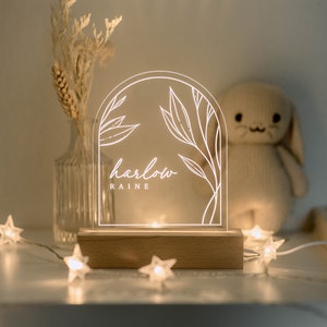 Personalized Acrylic Night Light | Boho Night LED Light | Kids Bedroom Decor, Custom Name, Boho Nursery Decor, Baby Shower Gift,Holiday Gift