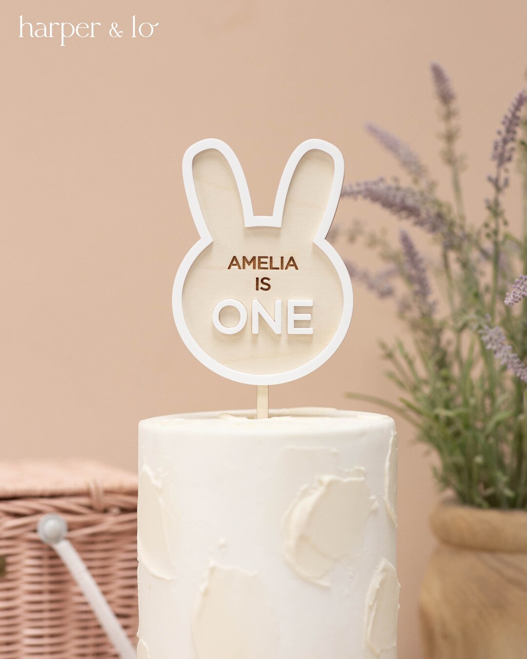 Rabbit Topper Rabbit Bunny Custom Name Cake Topper Wooden | Personalized First ...