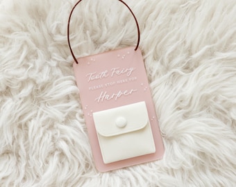 Tooth Fairy Sign, Custom Tooth Fairy Door Hanger, Pillow Pouch for Kids, Personalized My First Tooth Gift