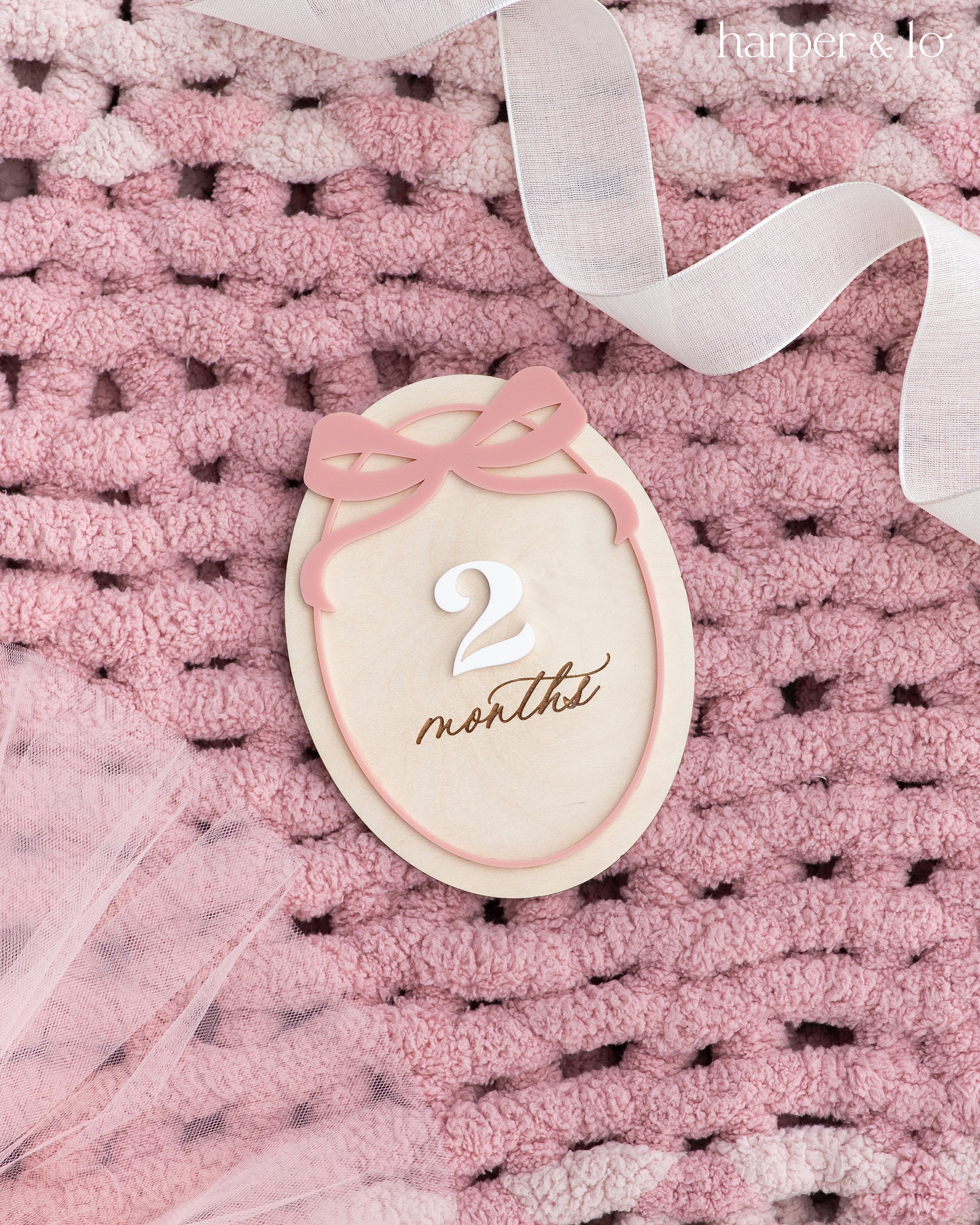 Wooden Ribbon Bow Interchangeable Milestone Cards | Personalize Custom ...