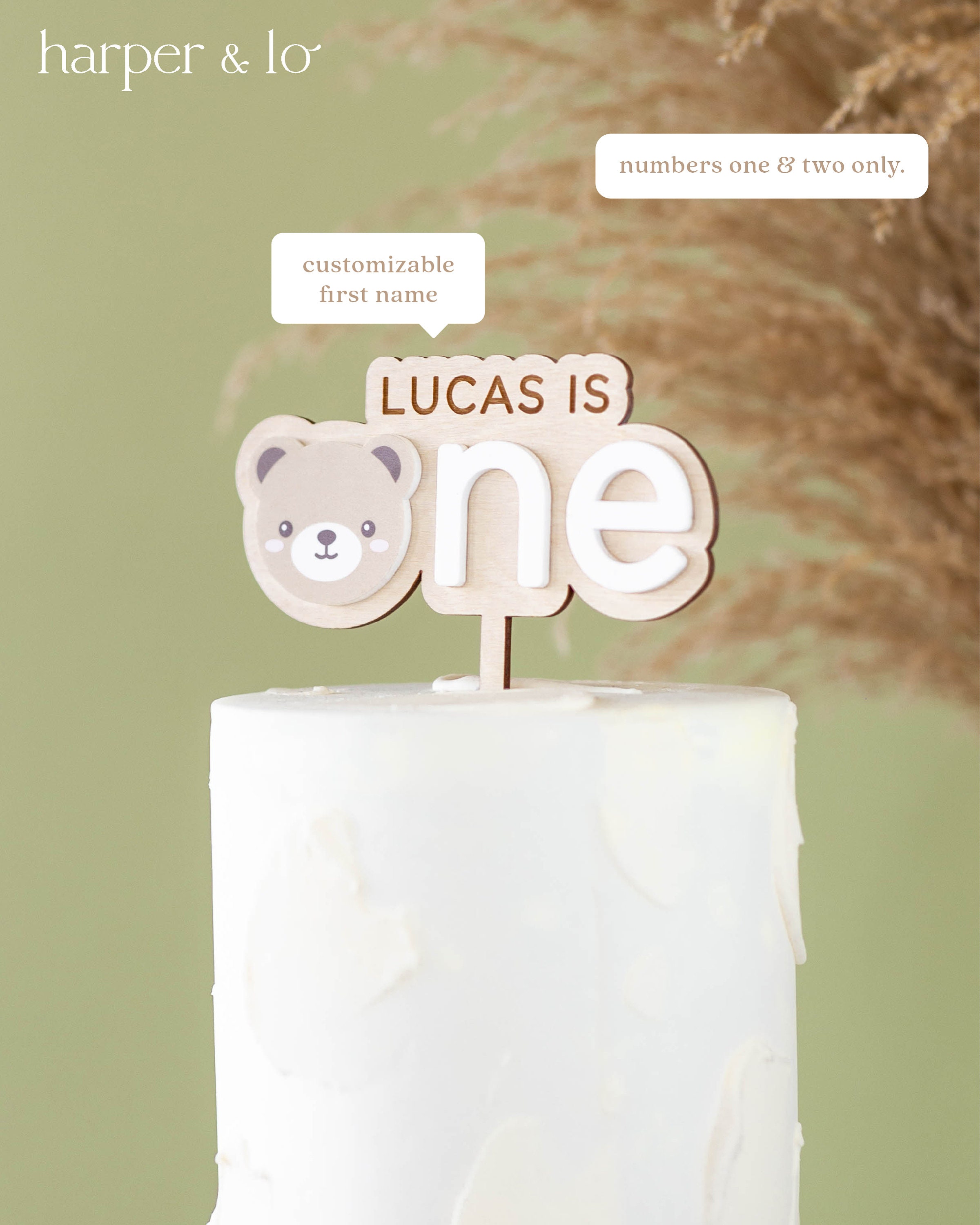 Teddy Bear Cake Topper | Personalized Acrylic Custom Age and Name ...
