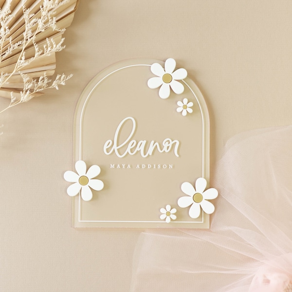 Acrylic Daisy Flower Arched Milestone Cards | Monthly Milestone Markers | Boho Interchangeable Milestone Card | Baby Shower Gift, Photo Prop