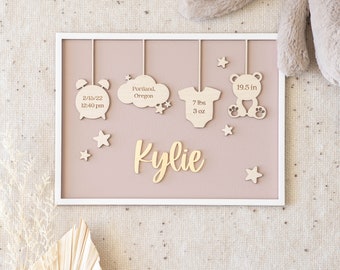 Birth Announcement Frame Sign | Personalized Baby Birth Stats | Newborn Gift | Nursery Decor | Newborn Photo Prop, Boho, Custom Acrylic Sign