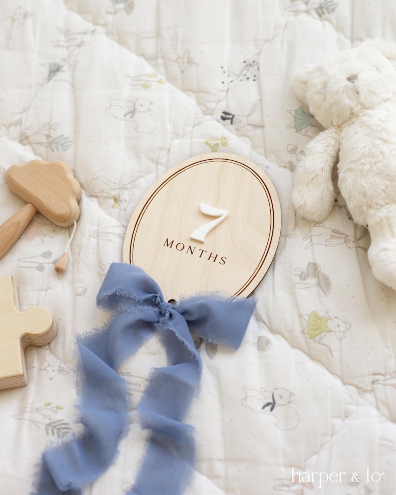 Wooden Trim Ribbon Bow Interchangeable Milestone Cards | Personalize ...